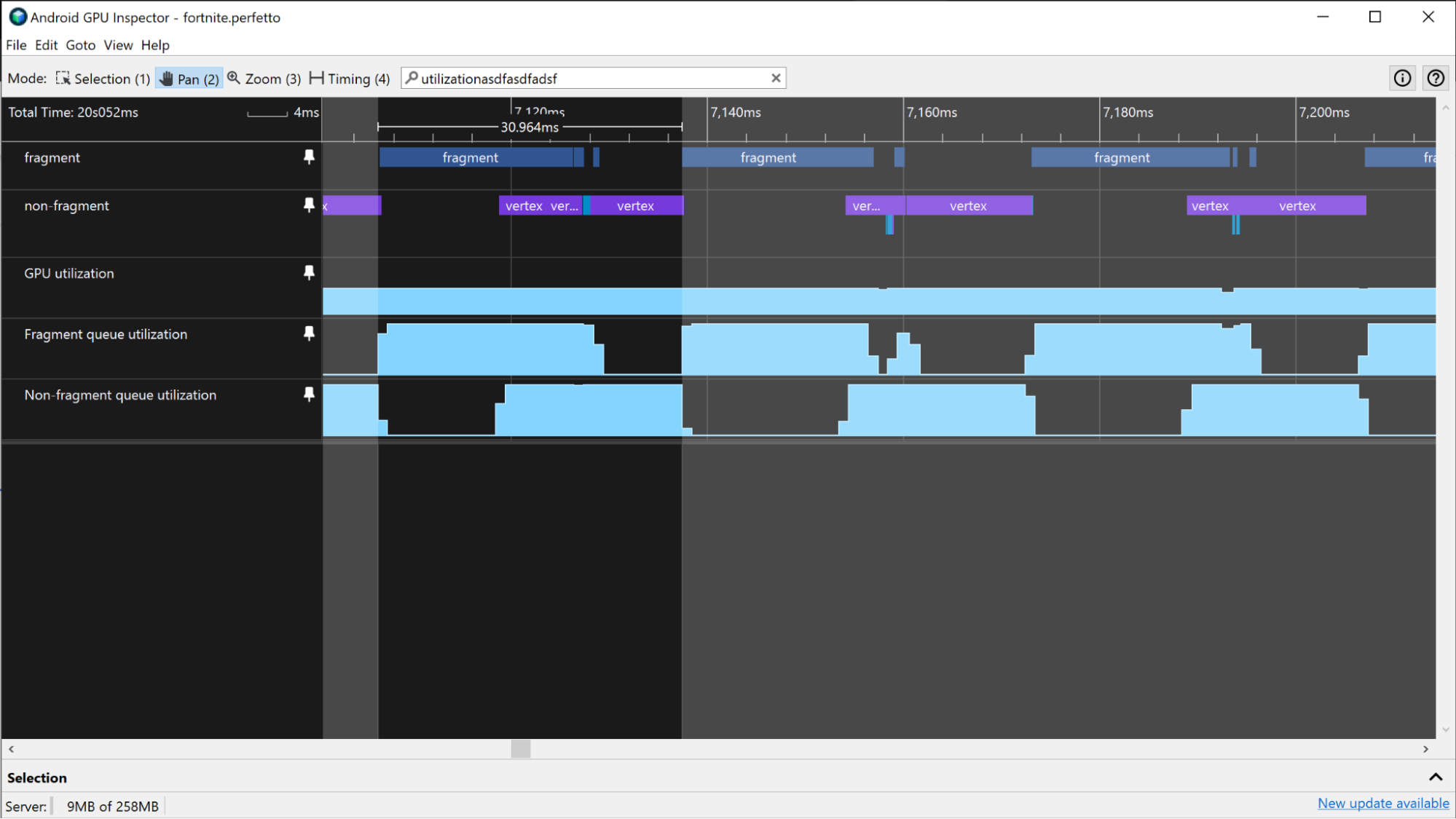 Ein Screenshot von Fragment- und Nicht-Fragment-Tracks