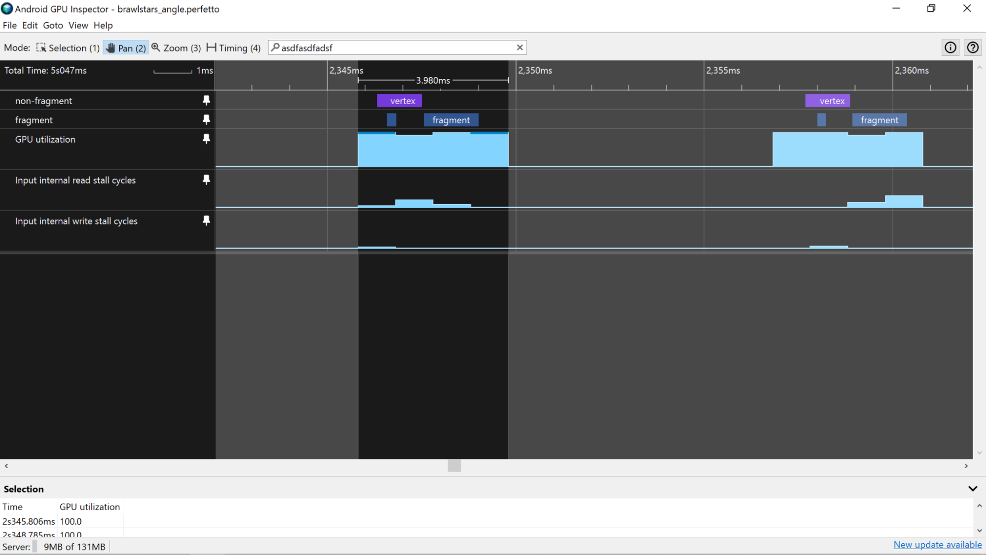 La piste d&#39;utilisation s&#39;aligne sur les compteurs correspondants en dessous.