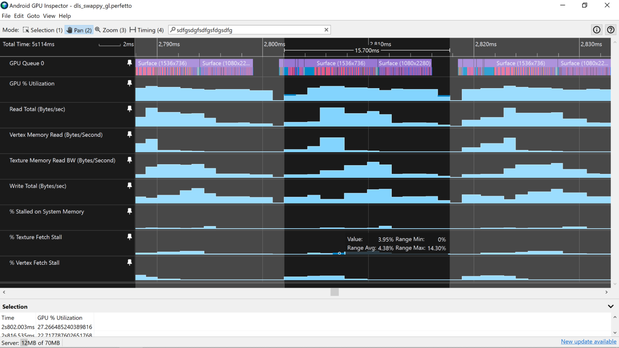 Contadores de leitura de memória de textura e vértice