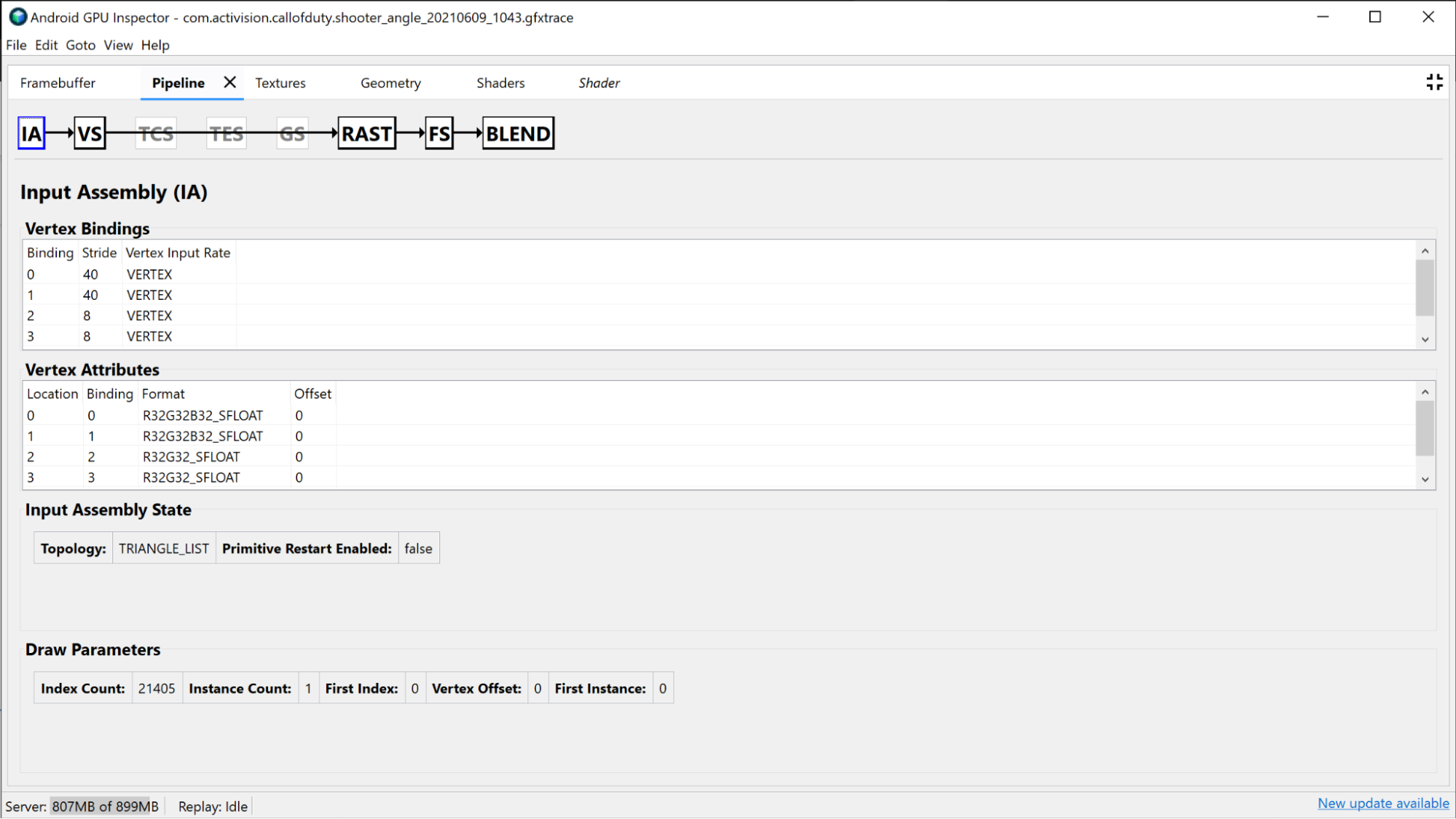 Sezione Assembler di input nel riquadro Pipeline