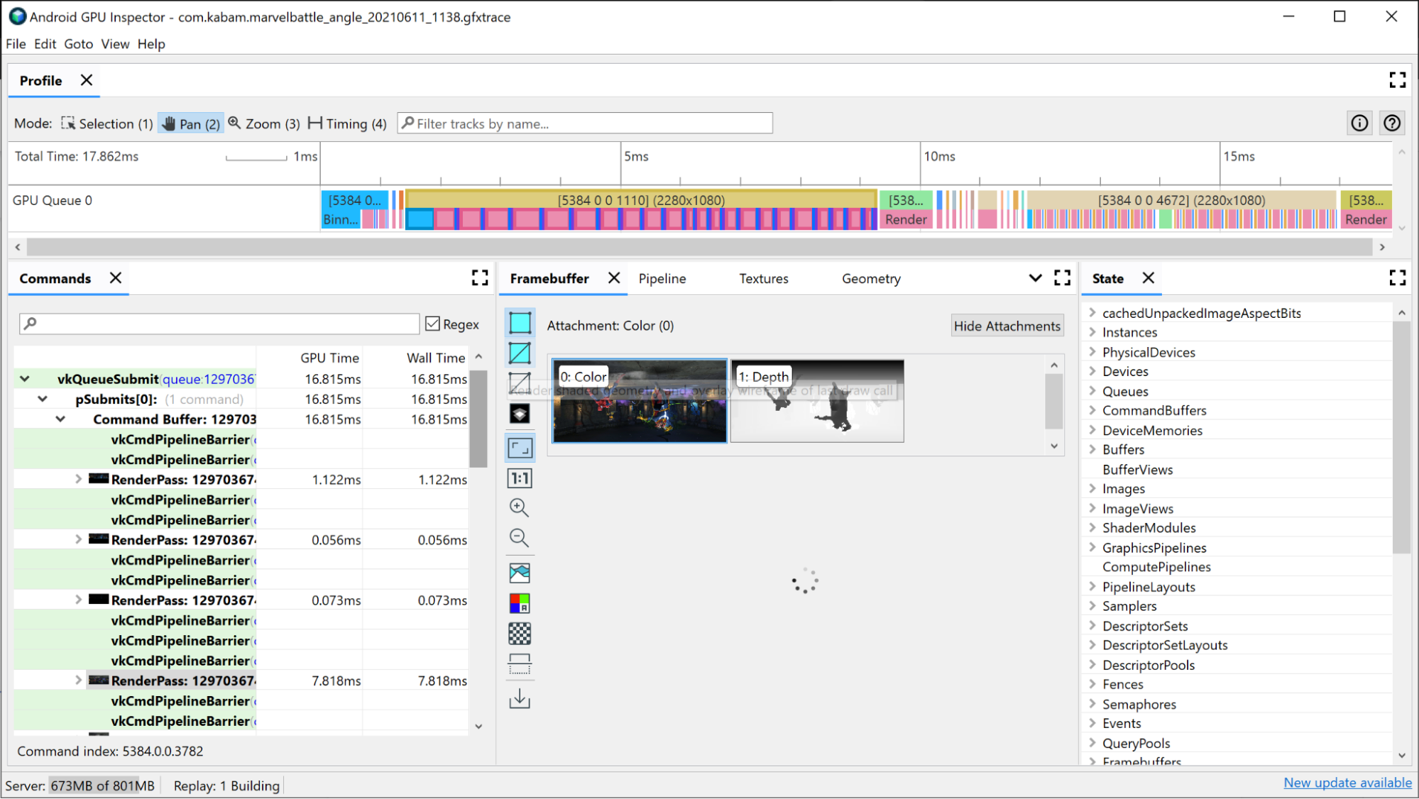 Vue &quot;Chronologie des frames&quot;