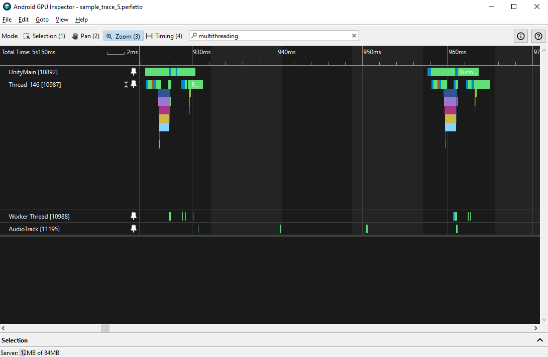 Game with a well-parallelized main and render thread, as well as a worker thread and audio thread