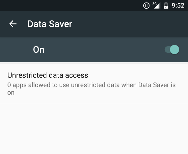 Ahorro de datos: Configuración