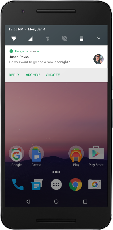 Mobile displaying single message notification