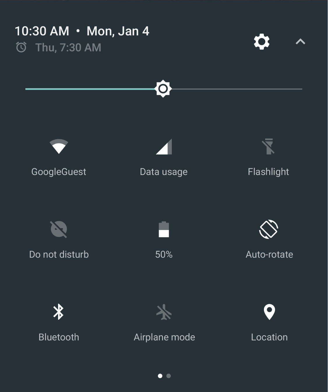 Riquadri Impostazioni rapide nell'area notifiche