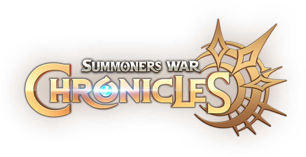 Captura de pantalla del logotipo del título del juego de Com2uS Chronicles.
