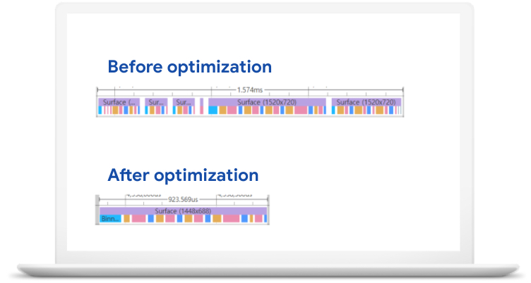 그림 3: NEW STATE Mobile의 스크린샷 GPU 사용량 감소를 보여주는 내부 데이터