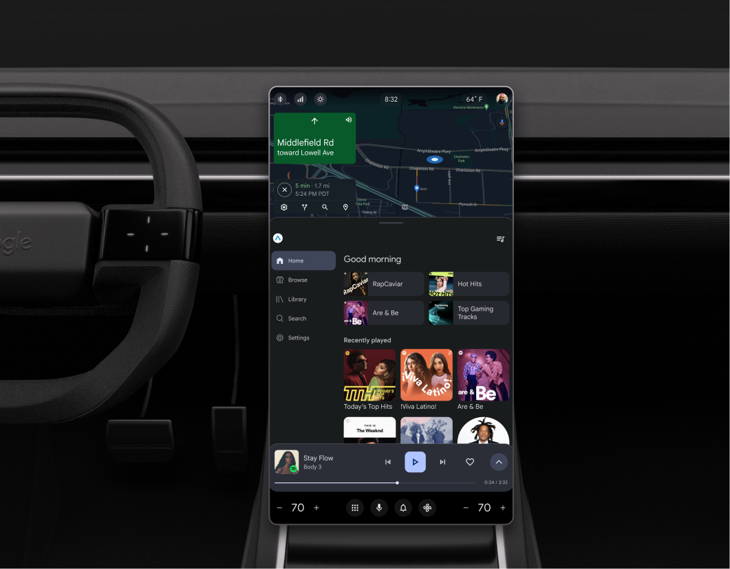 Controles de reproducción en una app de contenido multimedia