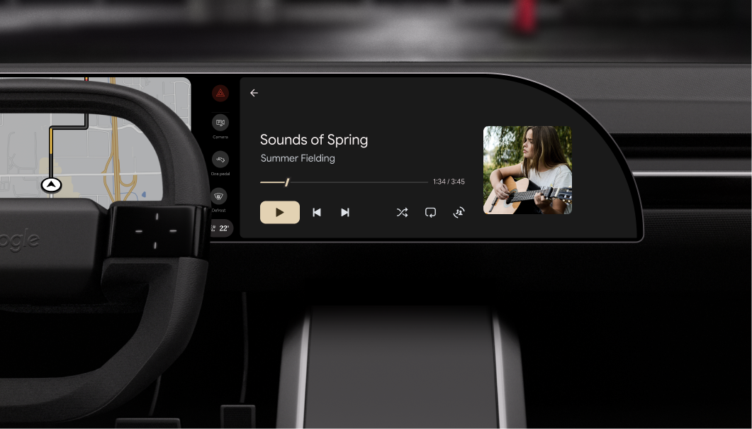 มุมมองกำลังเล่นของแอปสื่อที่ใช้เทมเพลต