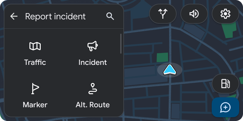 Przykład FAB w Androidzie Auto