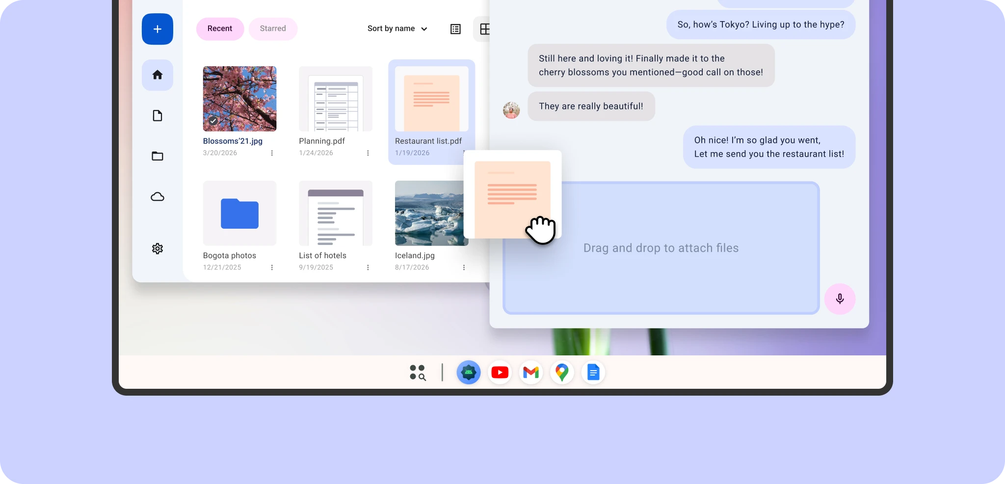 Drag and drop on laptop.