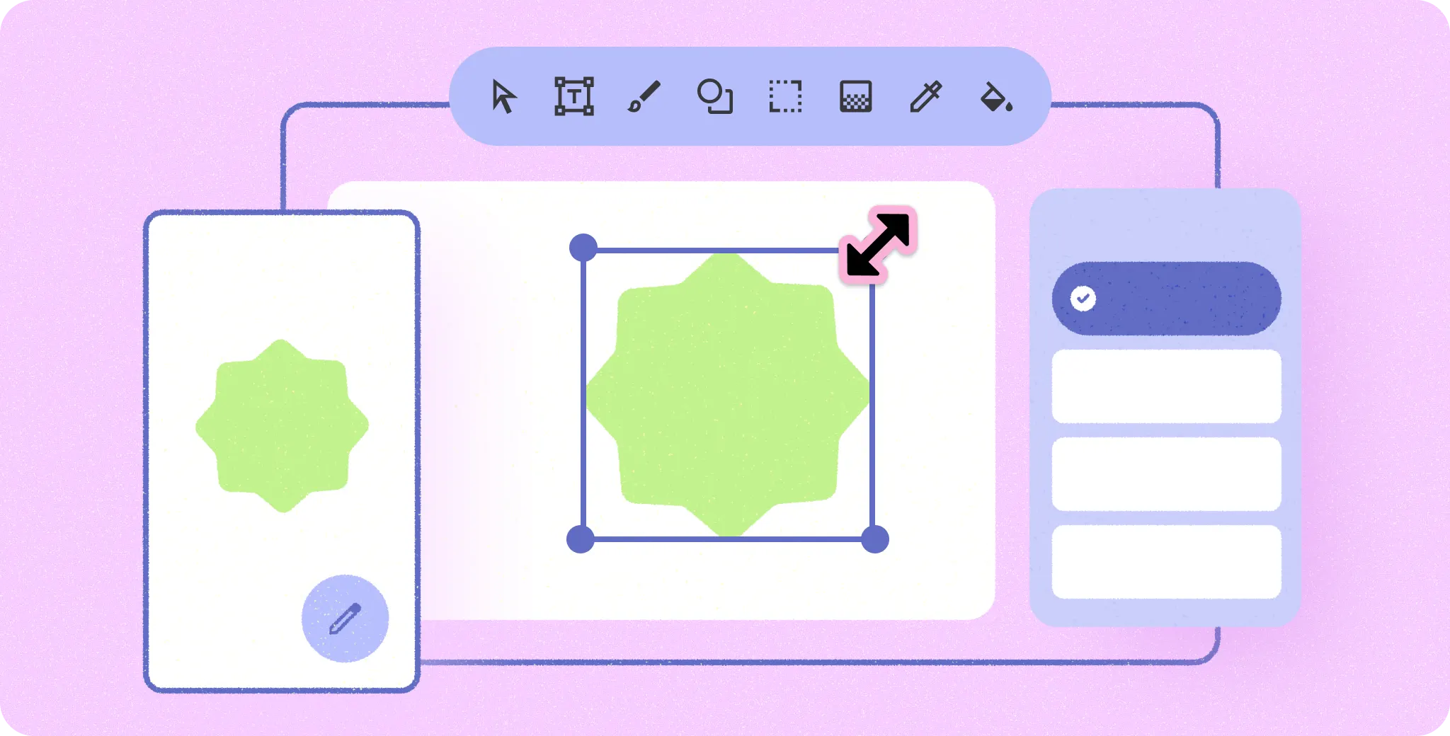 App wireframe adapting across
sizes.