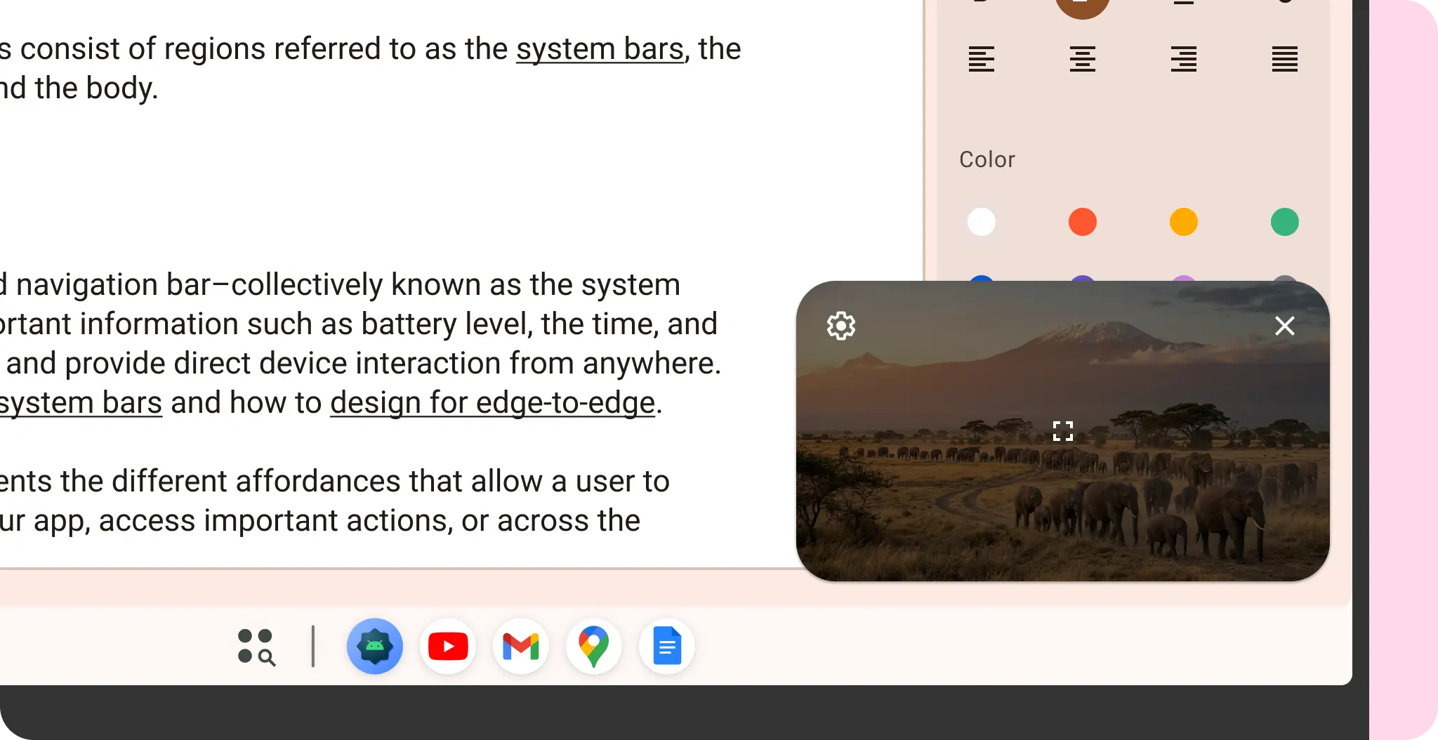 ট্যাবলেটে পিকচার-ইন-পিকচার মডেল।