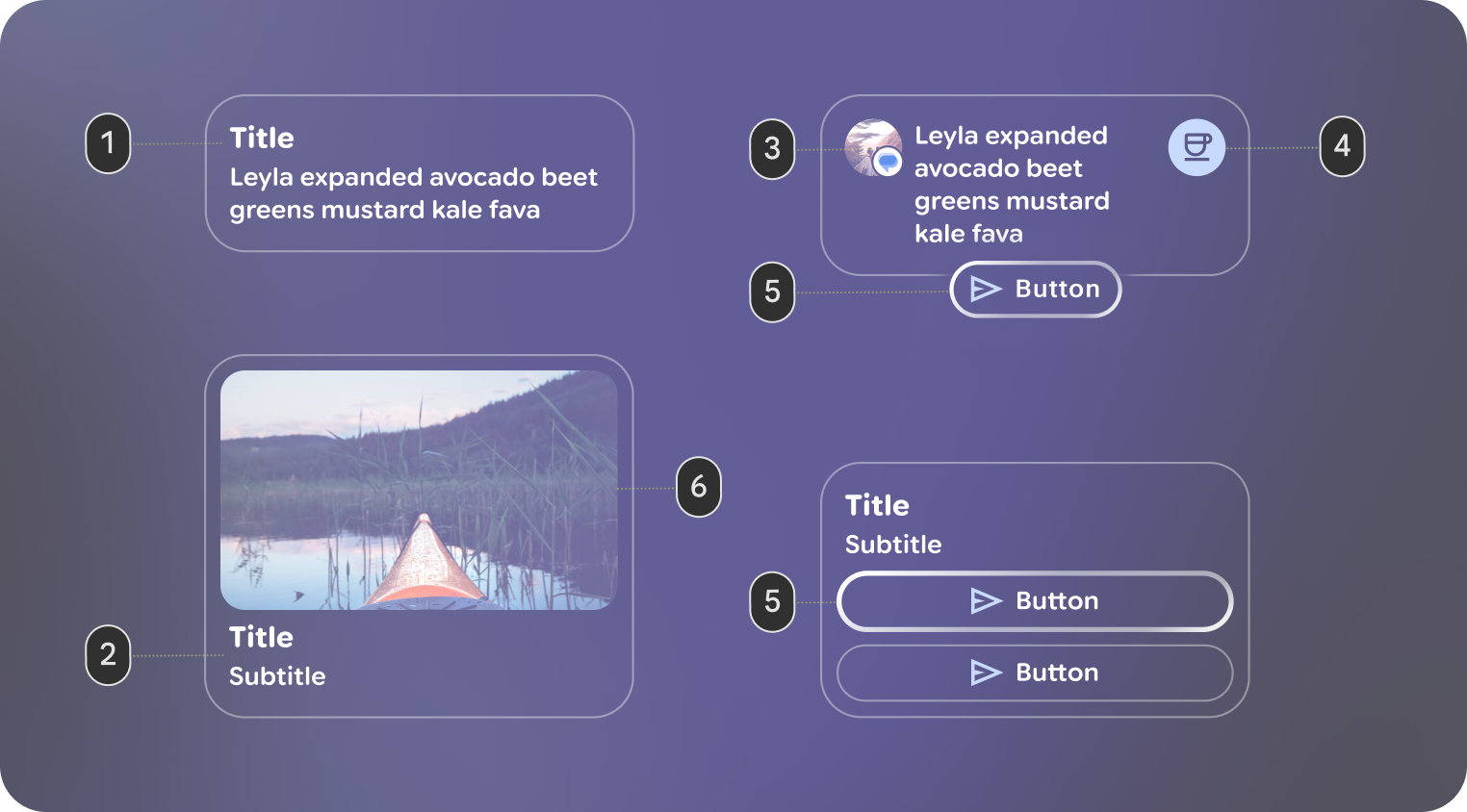 Design elements should be anchored to the bottom of the frame.