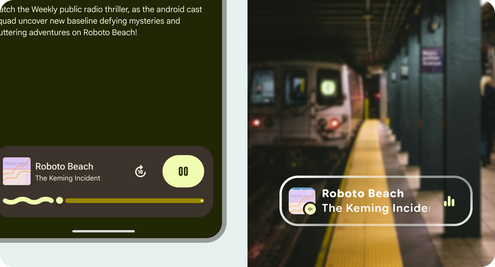 A media player prompting playback display on glasses.