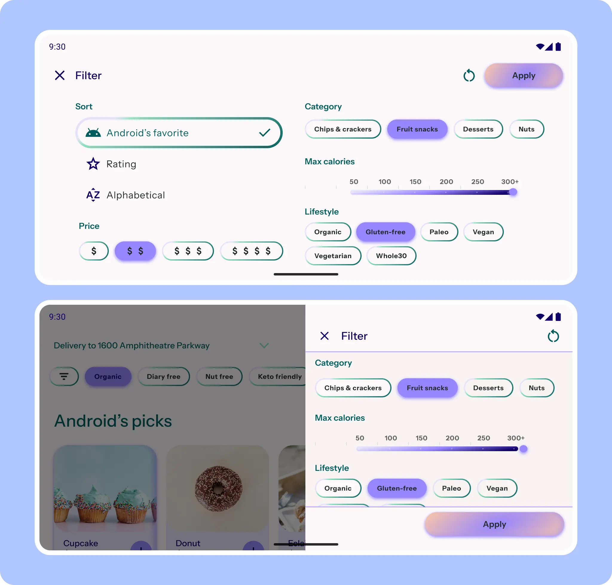 Mudanças no layout e no componente