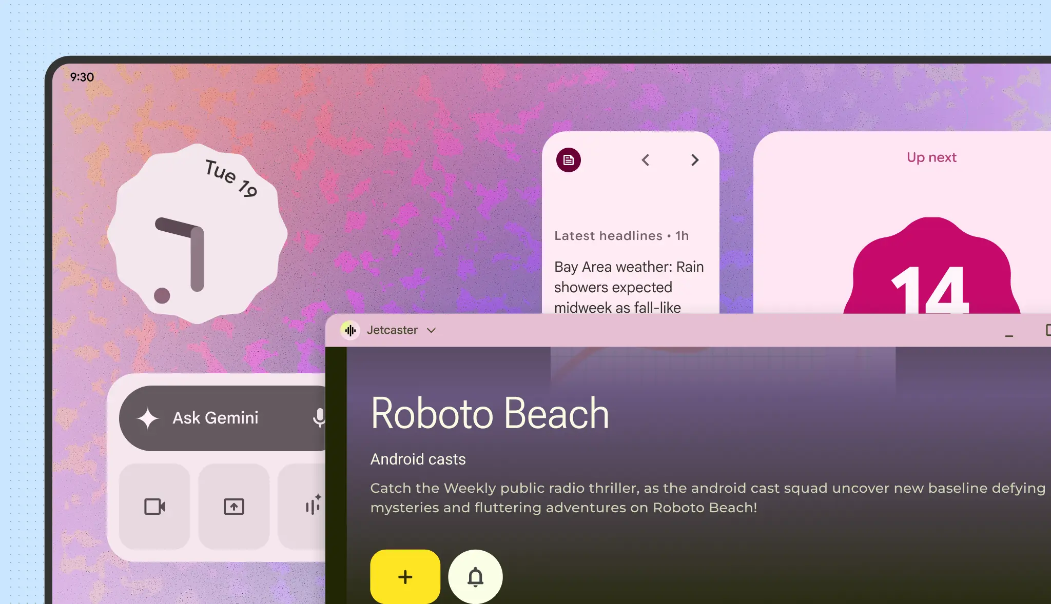 Widgets on a Googlebook
screen