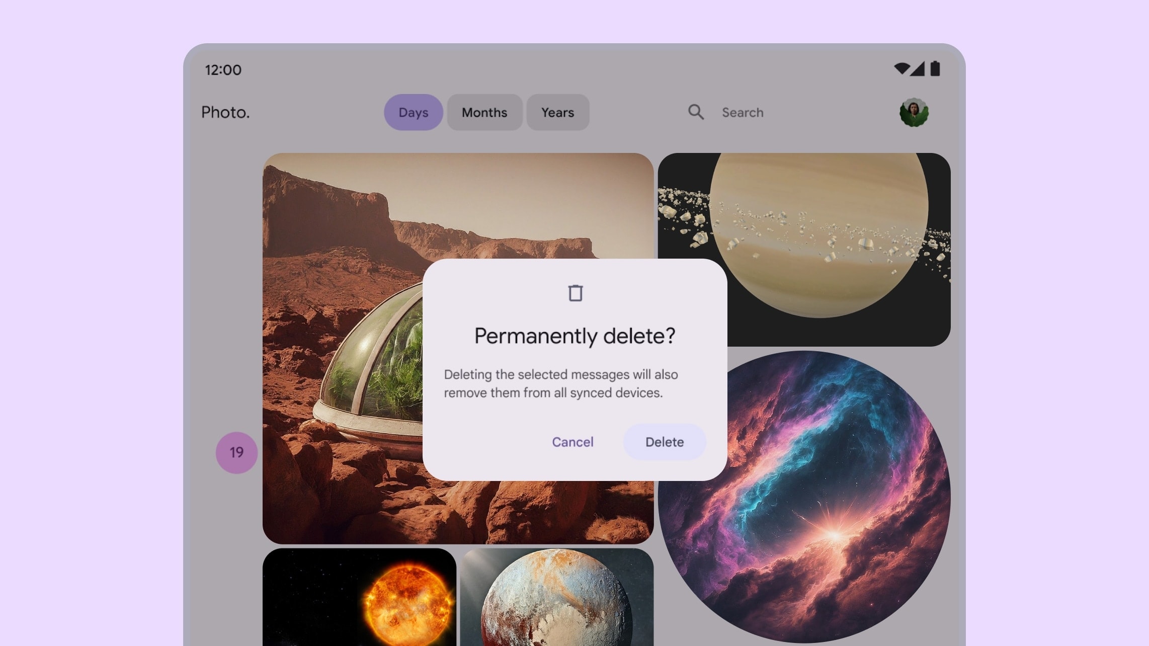 Material Design-Dialogfeld in einer App mit großem Bildschirm