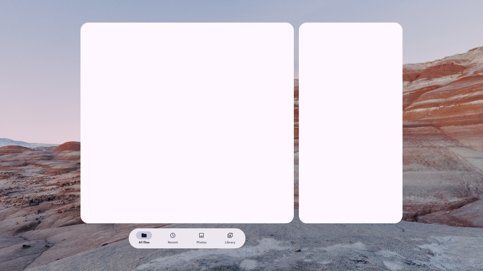 Eine Navigationsleiste für die Raumnavigation aus Material Design im Vollansichtsmodus