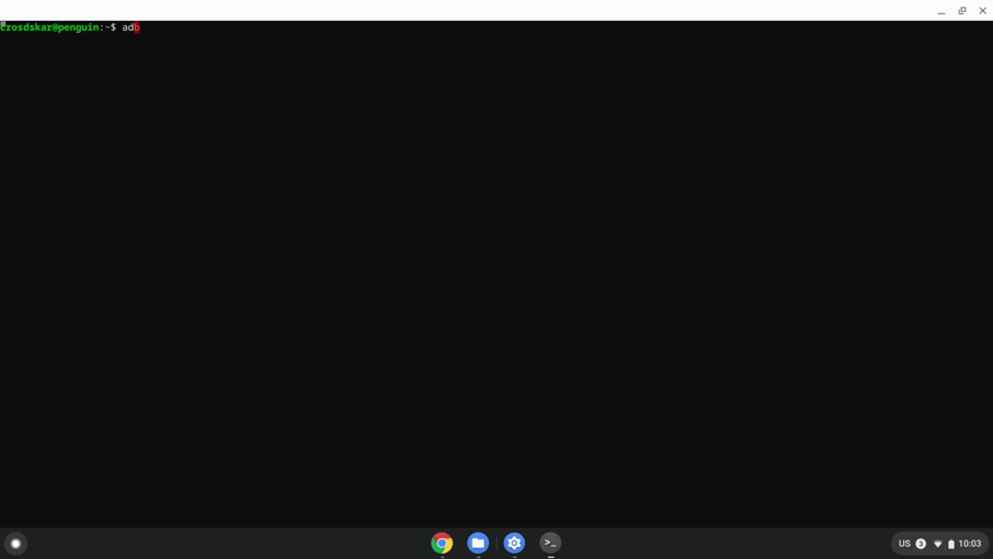 การเชื่อมต่อกับ Chromebook และการติดตั้ง APK ผ่านเทอร์มินัล