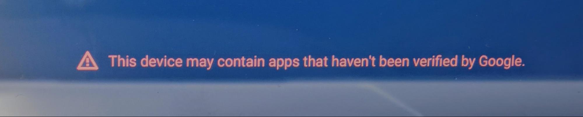 Pemberitahuan tentang aplikasi non-Play Store setelah mengaktifkan ADB.