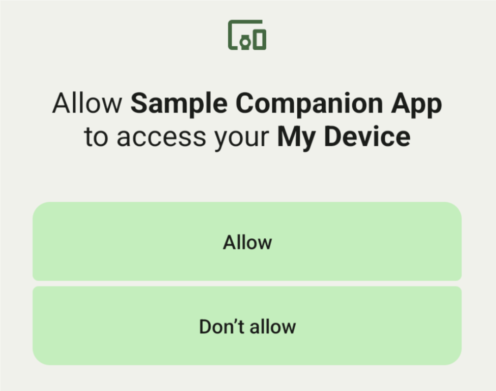 La pantalla de vinculación de dispositivos complementarios, limitada a una opción de vinculación única sin perfil