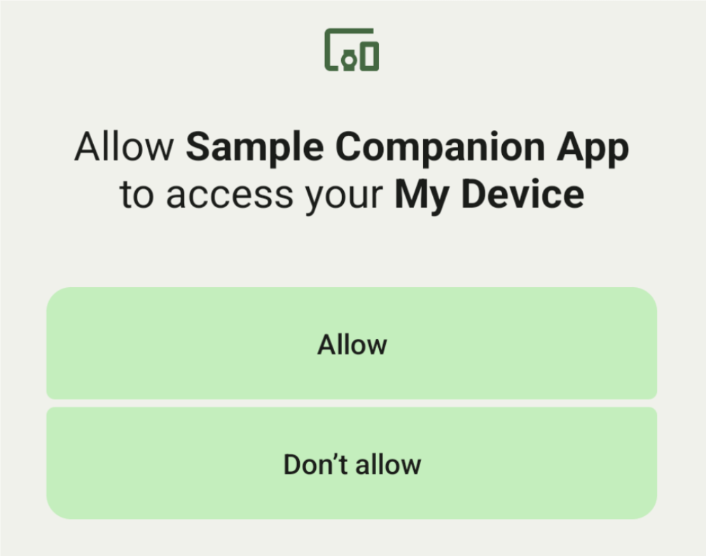 A tela “Pareamento de dispositivo complementar”, limitada a uma única opção de pareamento sem perfil.