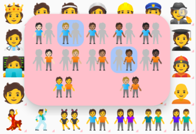 pilih orang emoji setengah kanan ketuk orang emoji kanan