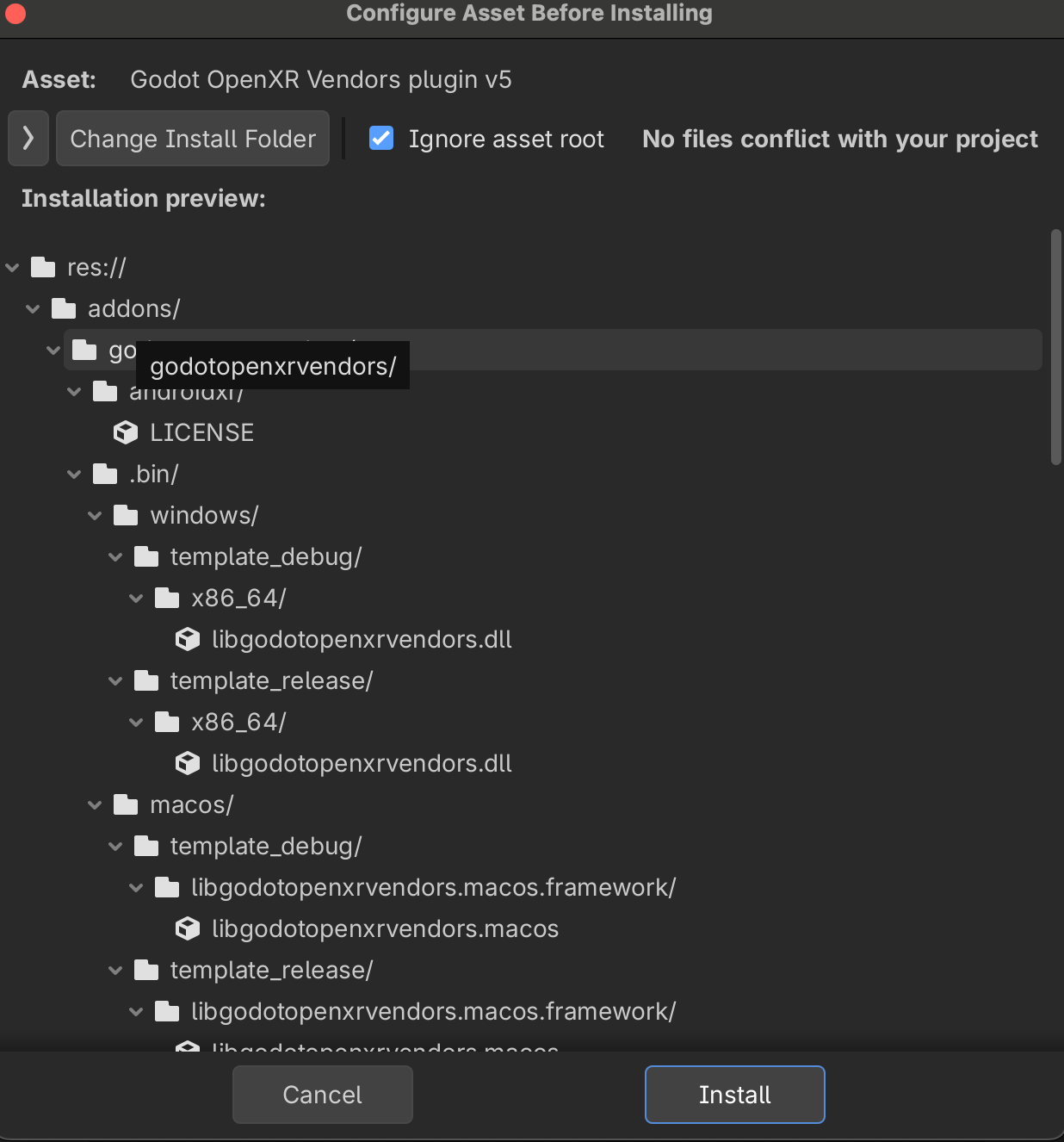 Install the Godot OpenXR Vendors plugin