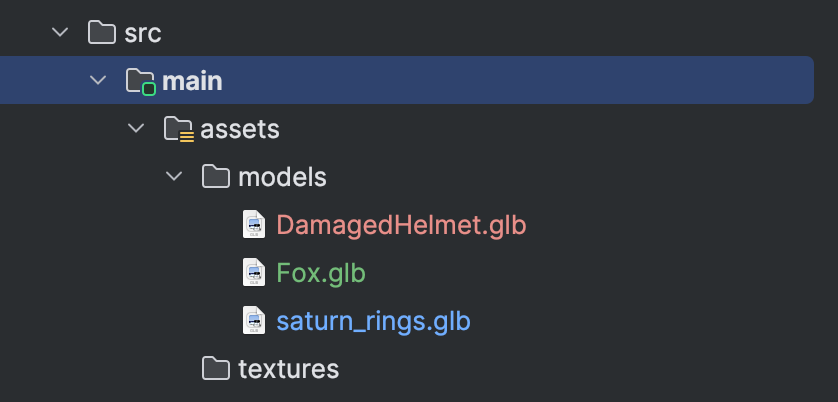 Example of adding assets to the /models directory