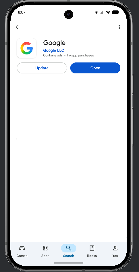 Aggiorna l'app Google dall'app Google Play Store.
