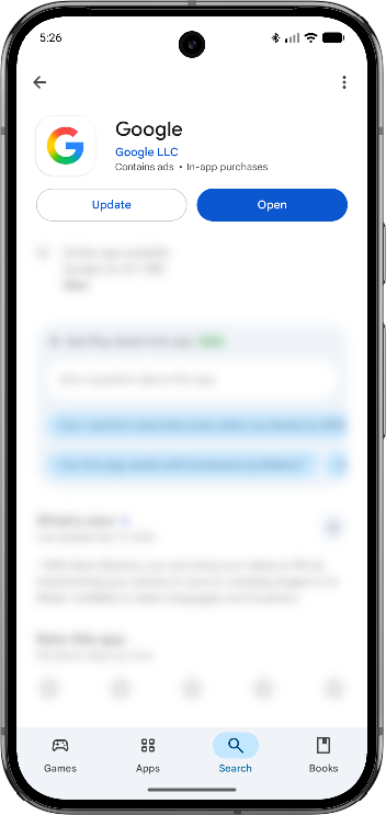Update the Google app from the Google Play Store app.