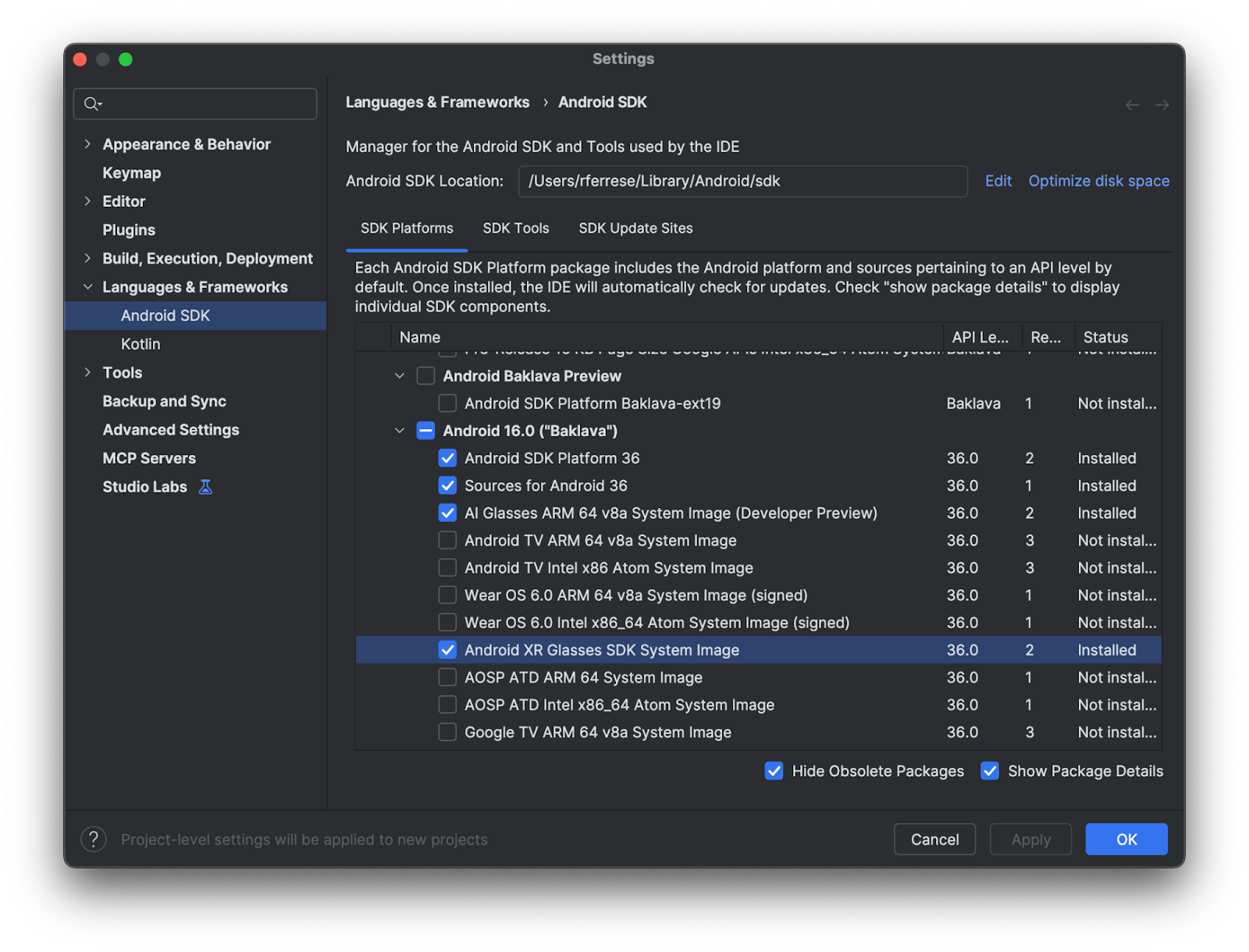 Uninstall Glasses SDK system image