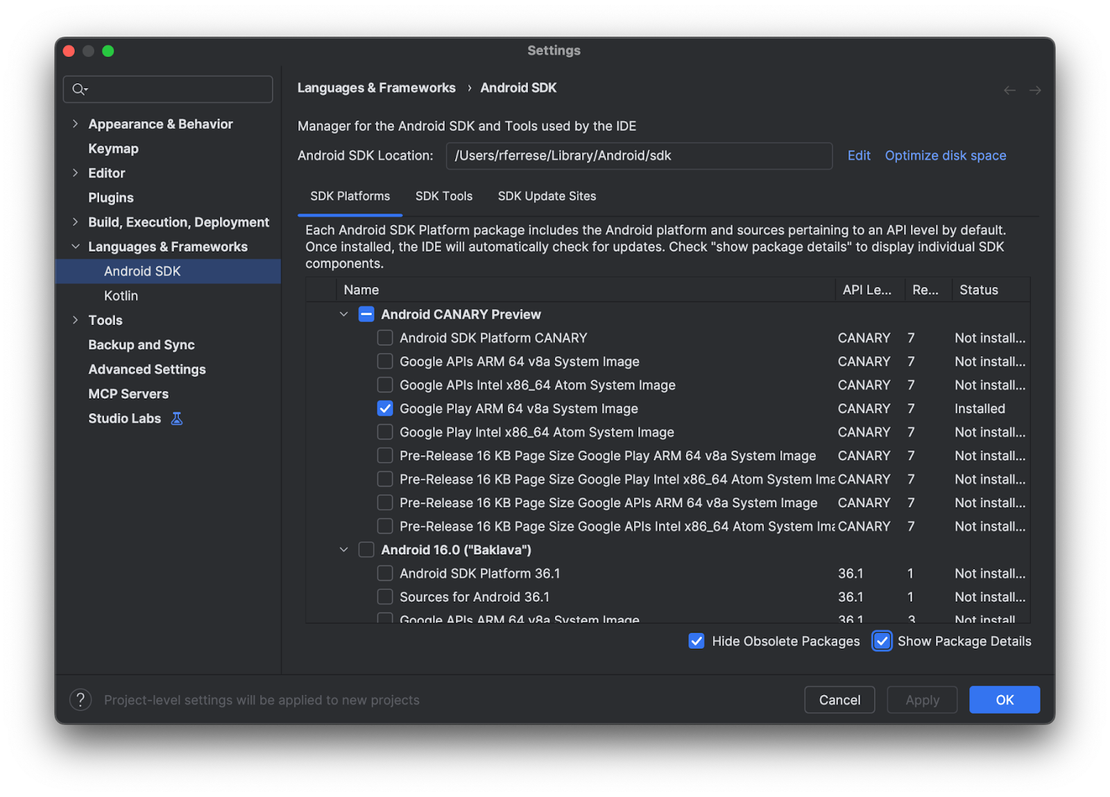 勾選「顯示套件詳細資料」核取方塊