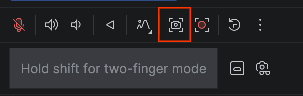 Utilisez les commandes de l'émulateur pour effectuer une capture d'écran de l'affichage de l'émulateur dans Android Studio.