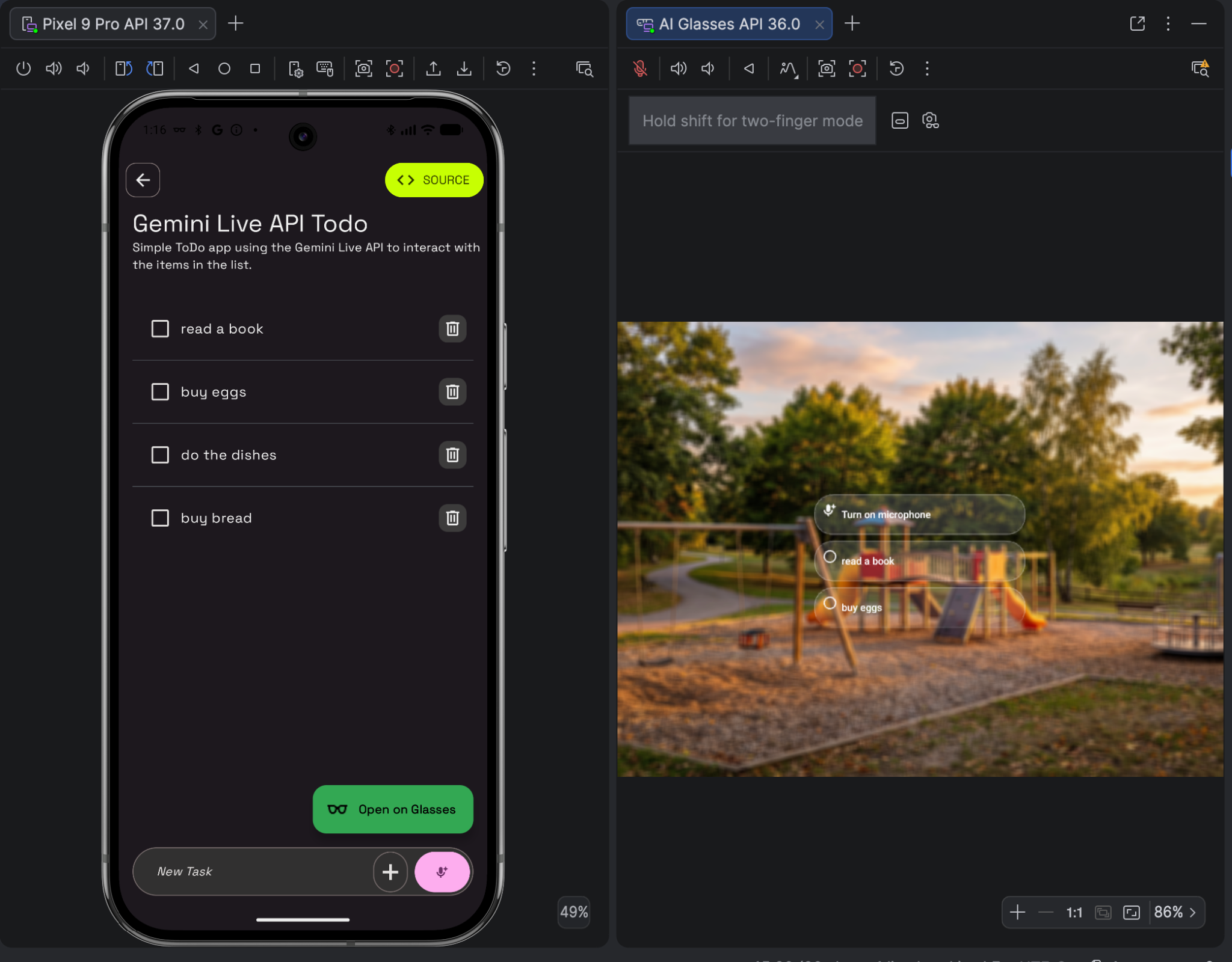 While you preview your app's UI, the custom environment appears in the
background.