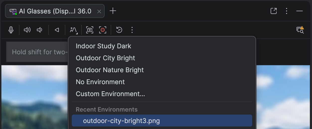 Selecciona una imagen de entorno de foto personalizada en Android Studio.