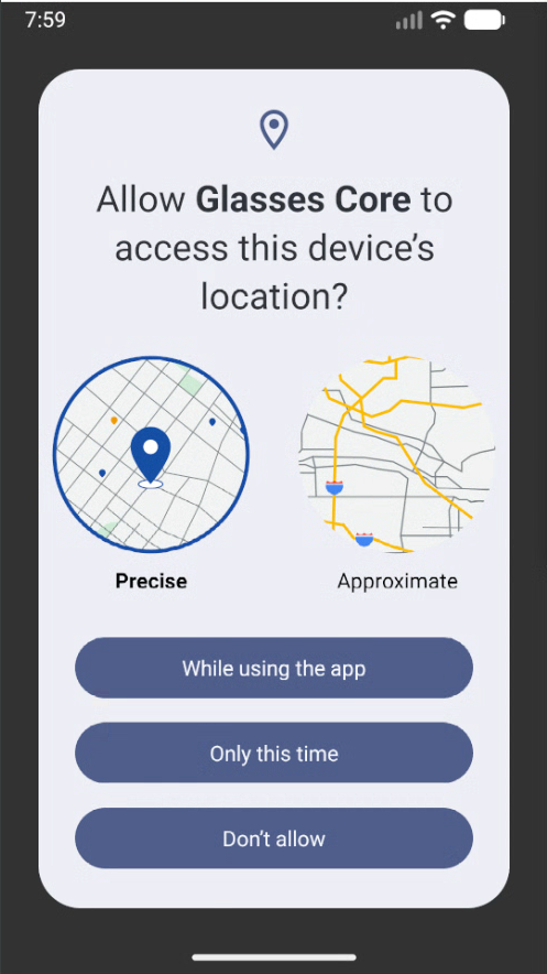Acepta la solicitud de permisos de la app.