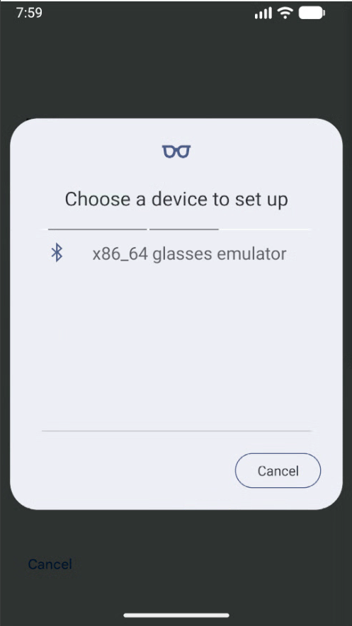 Wählen Sie den AVD für die KI-Brille aus der angezeigten Liste aus.