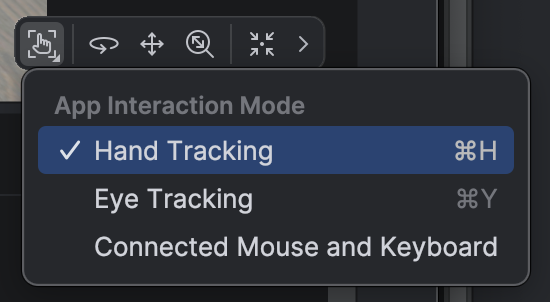Modes for the Android XR Emulator interaction option