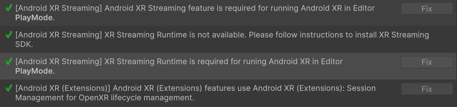 اعتبارسنجی پروژه را برای رفع هرگونه خطای OpenXR در پیکربندی پروژه خود انجام دهید: