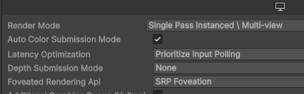 Unity-Einstellungen für Foveated Rendering
