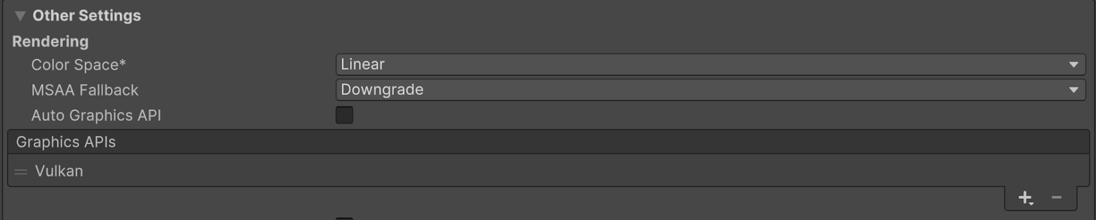 Exemple montrant comment modifier les paramètres de l'API graphique dans l'UI