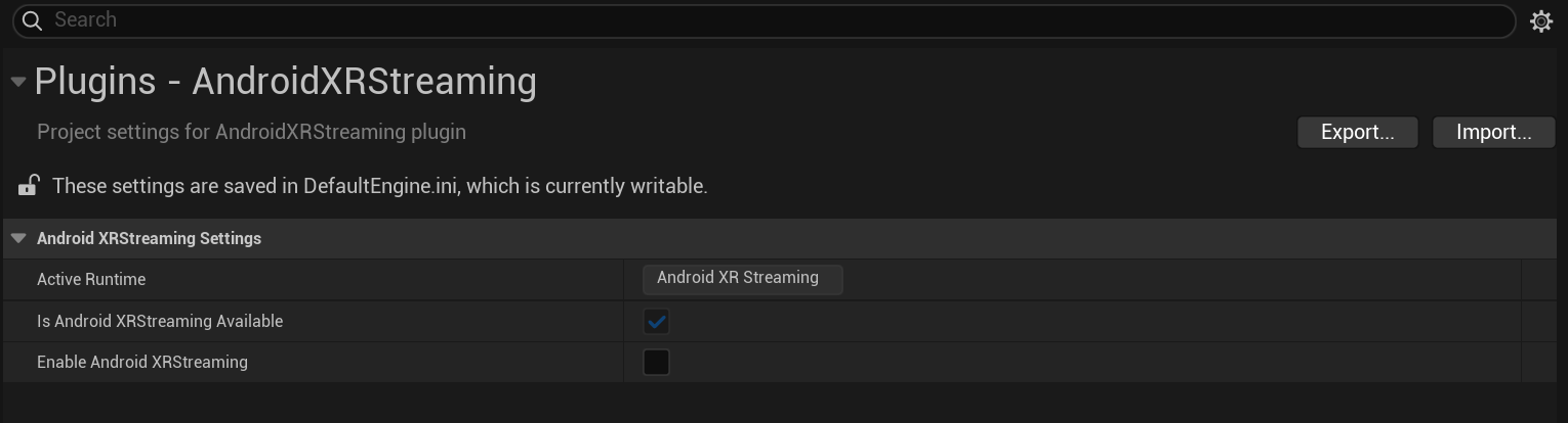 Ativar o ambiente de execução do Android XR Streaming
