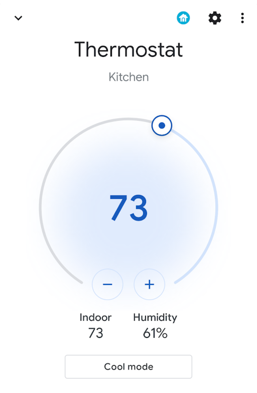 Un'immagine che mostra il widget del pannello della temperatura (aperto)