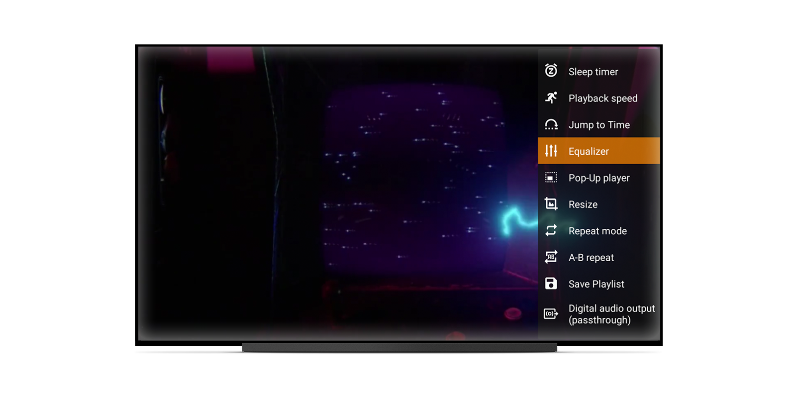 VLC는 Android TV의 대형 화면으로 즐기는 느긋한 시청 환경에 맞게 앱을 최적화합니다.