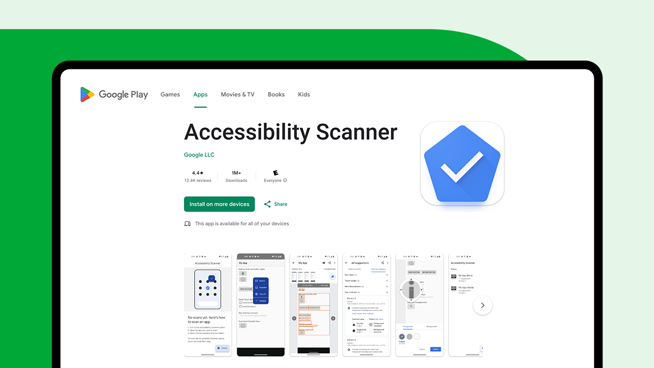 Entrada do Scanner de acessibilidade do Google na Play Store