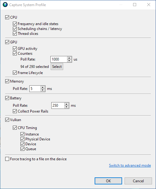 Capture Config dialog