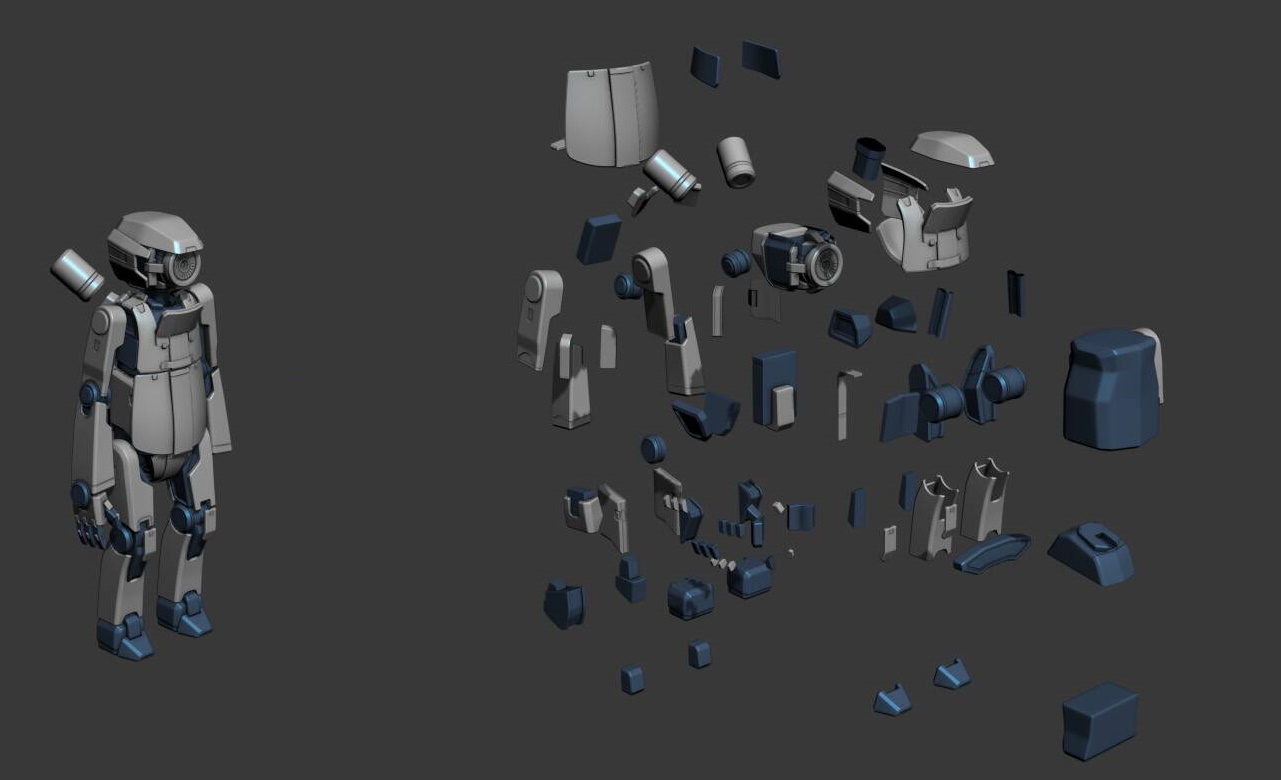 An exploded mesh for normal map baking