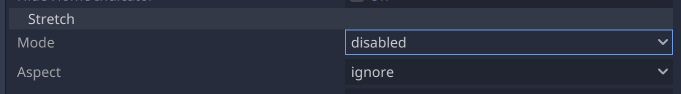 Godot स्ट्रेच प्रोजेक्ट सेटिंग